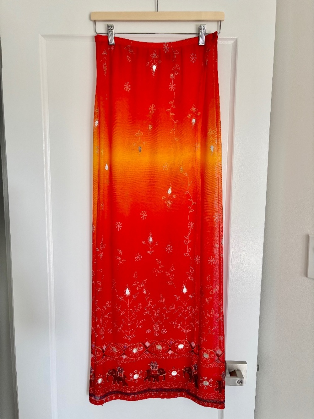 Moda International Y2K Chiffon Wrap Maxi Skirt/Sarong Women’s Size Small